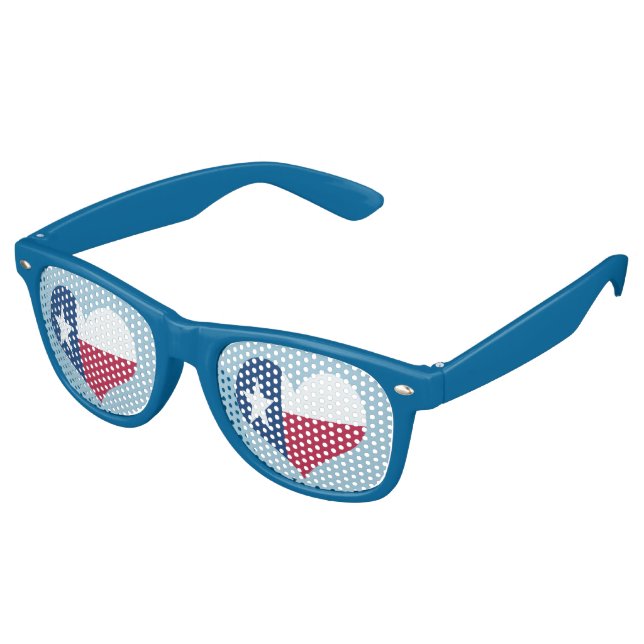 Lunettes De Fête Retro Drapeau en forme de coeur du Texas (Angulaire)