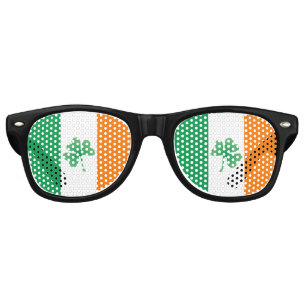 Lunettes De Fête Retro Drapeau irlandais avec Shamrock