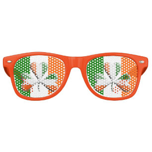Lunettes De Fête Retro Drapeau irlandais Tri couleurs Shamrock à thème