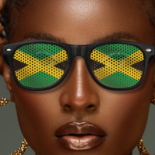 Lunettes De Fête Retro Drapeau Jamaïcain de vacances Vert or Jamaïcain