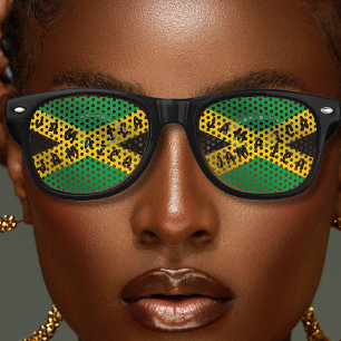 Lunettes De Fête Retro Drapeau Jamaïcain de vacances Vert or Jamaïcain