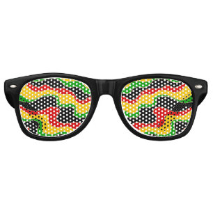 Lunettes De Fête Retro Drapeau Rasta - Lignes Vastes Colorées