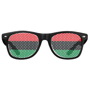 Lunettes De Fête Retro Drapeau rouge, noir et vert