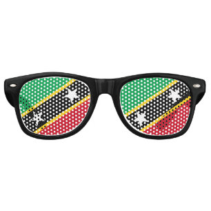 Lunettes De Fête Retro Drapeau Saint-Kitts-Et-Nevis Indépendance Caraïb