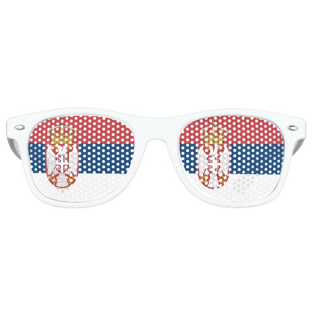 Lunettes De Fête Retro Drapeau Serbie (Devant)
