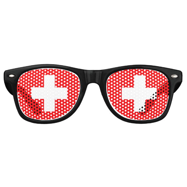Lunettes De Fête Retro Drapeau suisse & premiers secours, Medic (croix),  (Devant)