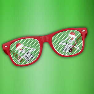 Lunettes De Fête Retro Drôle Noël Squelette Casquette Ornements sur Vert