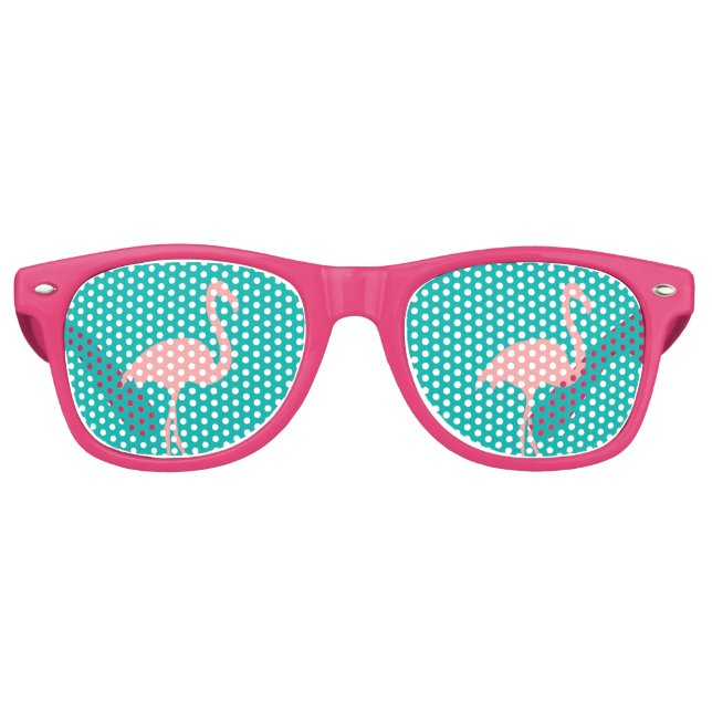 Lunettes De Fête Retro Drôle tropical rose flamand (Devant)