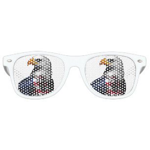 Lunettes De Fête Retro Eagle chauve américain enveloppé dans le drapeau