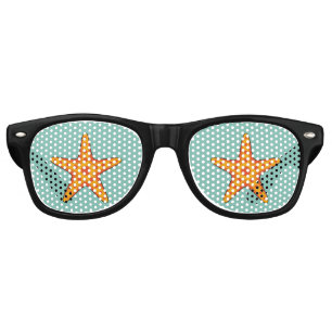 Lunettes De Fête Retro Étoile de mer orange mignonne dessin animé
