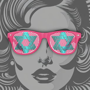 Lunettes De Fête Retro Étoile Turquoise de David Bat mitzvah