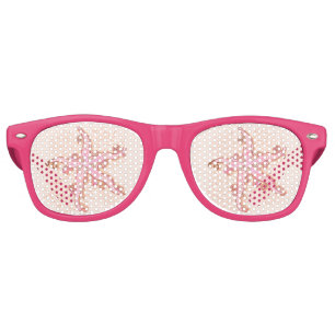 Lunettes De Fête Retro Étoiles de mer et motif pastel rose corail