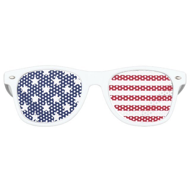 Lunettes De Fête Retro Étoiles et rayures Rouge blanc et bleu patriotique (Devant)