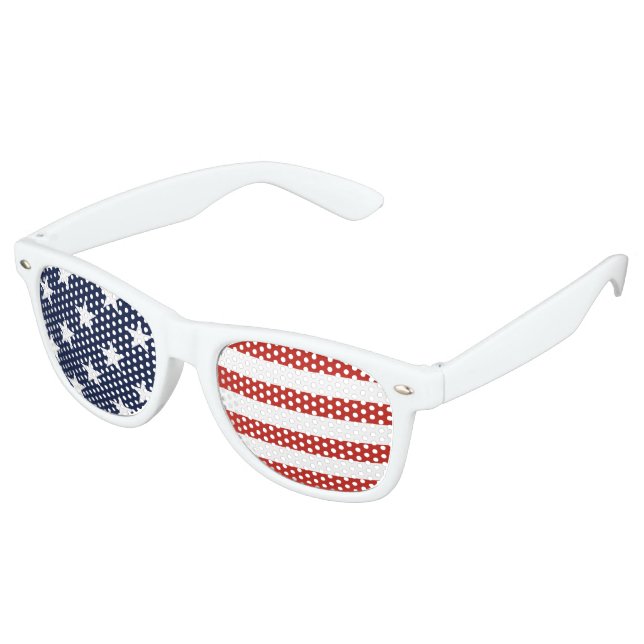 Lunettes De Fête Retro Étoiles et rayures US Drapeau Adult Party (Angulaire)