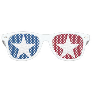 Lunettes De Fête Retro Étoiles Rouge Blanc Bleu