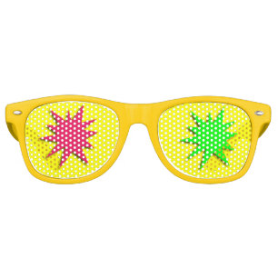 Lunettes De Fête Retro Étoiles rouges et vertes d'éclaboussure
