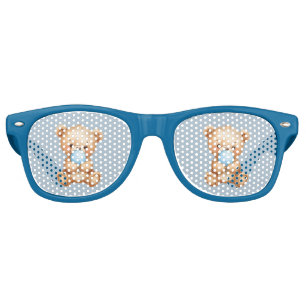Lunettes De Fête Retro Fête d'anniversaire Blue Teddy Bear Party Lunettes