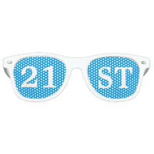 Lunettes De Fête Retro Fête du 21e anniversaire Favoriser le Cool Bleu Bl