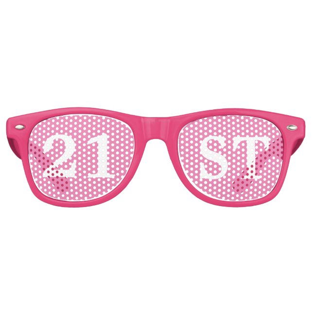 Lunettes De Fête Retro Fête du 21e anniversaire Favour mignon rose blanc (Devant)