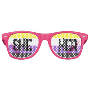 Lunettes De Fête Retro Fierté LGBTQ Pronononononounes Arc-en-ciel Elle
