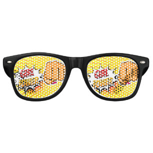Lunettes De Fête Retro Fille puissance Art Pop Comique Rouge Jaune Blagu