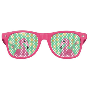 Lunettes De Fête Retro Flamingo Gold Glitter on Green