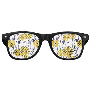 Lunettes De Fête Retro Fleurs jaunes
