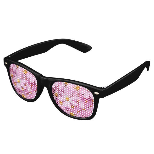 Lunettes De Fête Retro Fleurs roses (Angulaire)