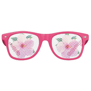 Lunettes De Fête Retro Fleurs roses de ketmie