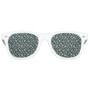 Lunettes De Fête Retro Flocons de neige verts et blancs avec fond bleu
