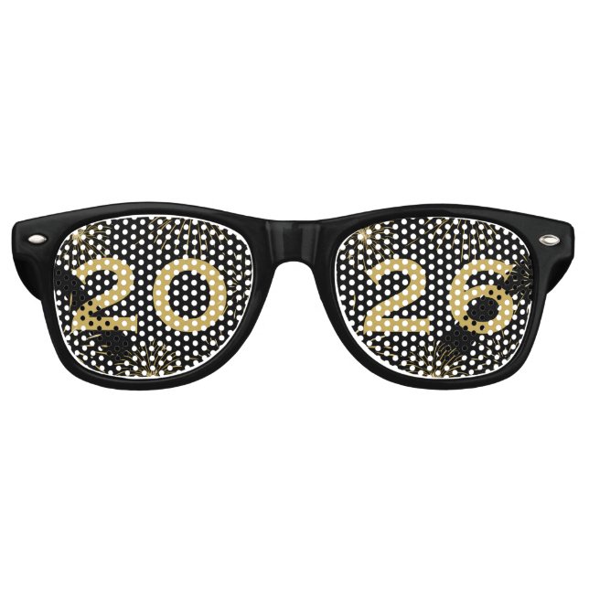 Lunettes De Fête Retro Fun Black Gold 2025 New Year's Eve Party (Devant)