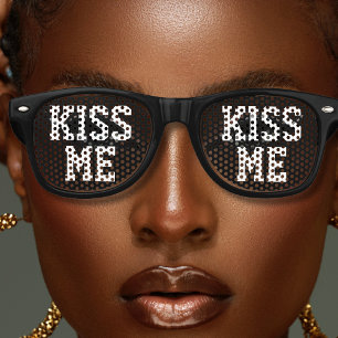 Lunettes De Fête Retro Fun Kiss Me Party Bold Lettre noire