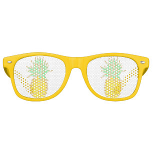 Lunettes De Fête Retro Fun Yellow Pineappy Parties scintillant