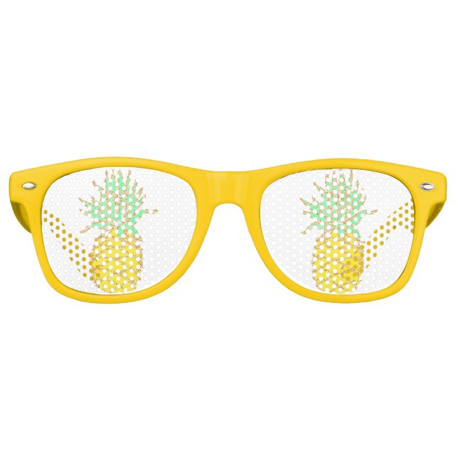 Lunettes De Fête Retro Fun Yellow Pineappy Parties scintillant (Devant)