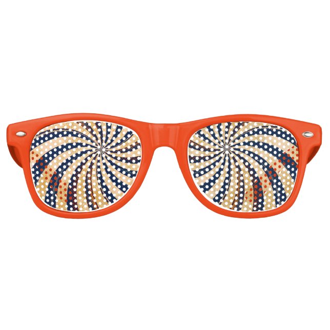 LUNETTES DE FÊTE RETRO FUNNY HIPNOTIC TWIRL STRIPES, MOTIF PSYCHODELIQUE (Devant)