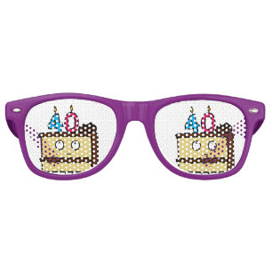 Lunettes De Fête Retro Gâteau de 40e anniversaire avec bougies glaçage au