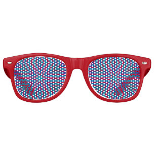Lunettes De Fête Retro Géométrie rouge étoile et bleu