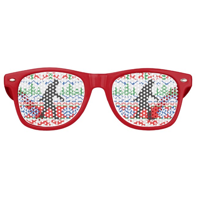 Lunettes De Fête Retro Gone Squatchin Vilain Chandail de Noël Style Knit (Devant)