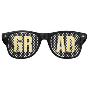 Lunettes De Fête Retro "GRAD" Black and Gold Graduation Party