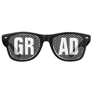 Lunettes De Fête Retro 'GRAD' Parti de Graduation Noir et Blanc