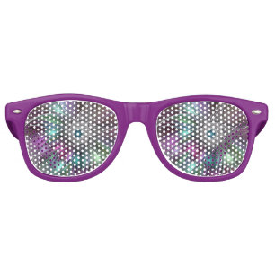 Lunettes De Fête Retro Grande Fleur colorée Abstraite Trippy Fractal Art