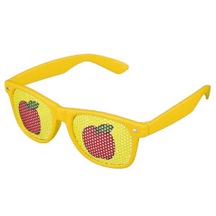 Lunettes De Fête Retro Grande pomme rouge savoureuse sur jaune