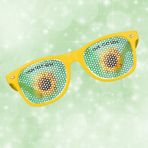 Lunettes De Fête Retro Grands tournesols jaunes avec des pétales fantaisi