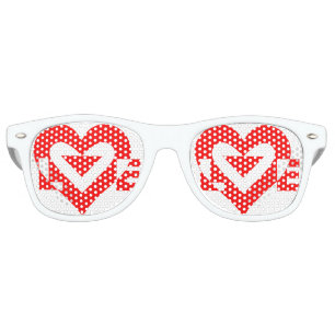 Lunettes De Fête Retro Graphique d'amour cool, Rouge