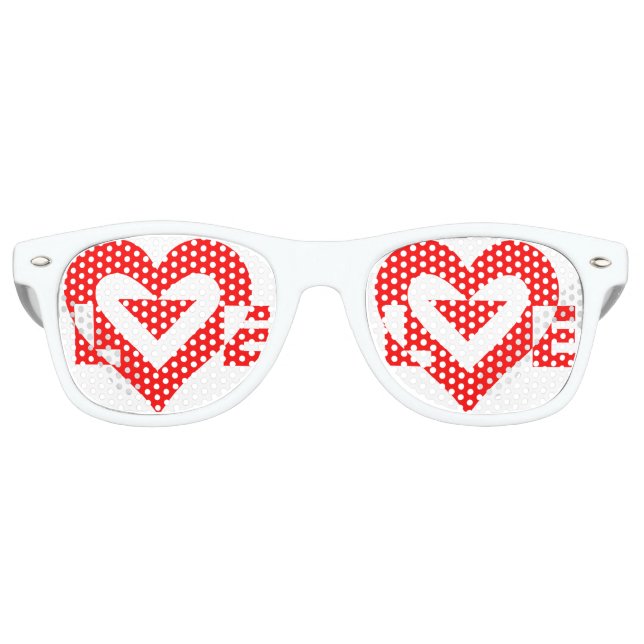 Lunettes De Fête Retro Graphique d'amour cool, Rouge (Devant)