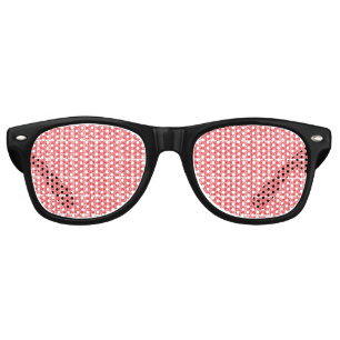 Lunettes De Fête Retro Graphiques floraux rouges et roses avec géraniums 