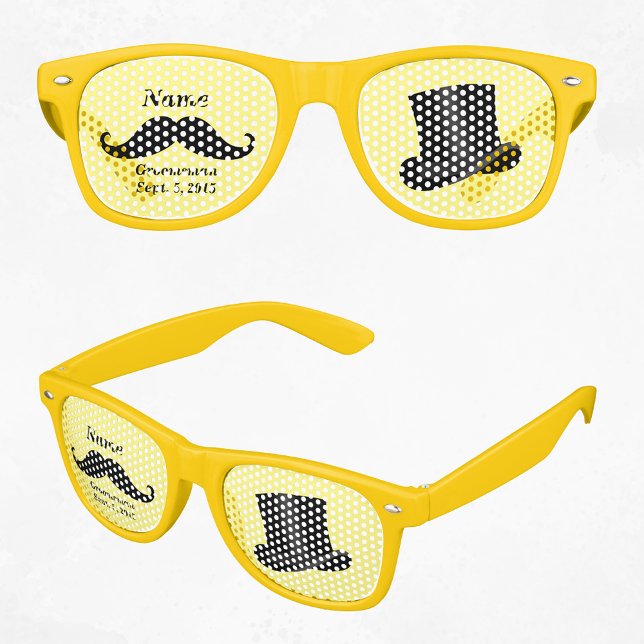 Lunettes De Fête Retro Groomsman Mustache et Top Hat Adult Party (Groomsman Mustache and Top Hat Adult Party Retro Sunglasses)