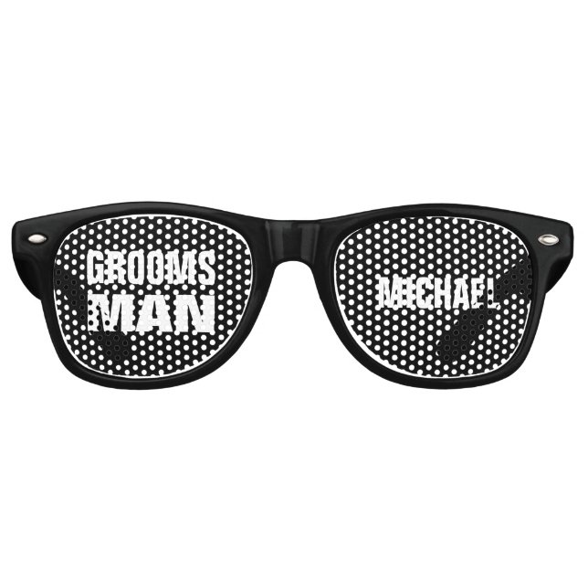 Lunettes De Fête Retro GROOMSMAN Wedding Favor Black and White A08 (Devant)