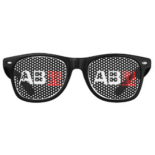 Lunettes De Fête Retro Groupe sanguin AB Kanji japonais
