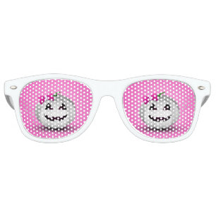 Lunettes De Fête Retro Halloween Citrouille blanche rose fille